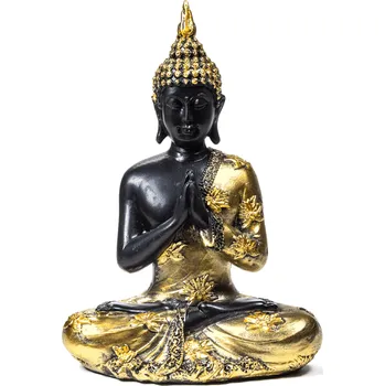 Milujeme Kameny Buddha meditující - socha Feng shui - černo-zlatý - velký 25901