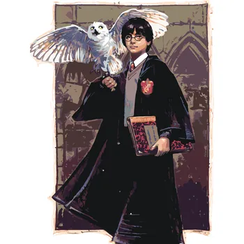 ZUTY Malování podle čísel - HARRY POTTER A HEDVIKA V BRADAVICÍCH Rozměr: 40x50 cm, Rámování: vypnuté plátno na rám