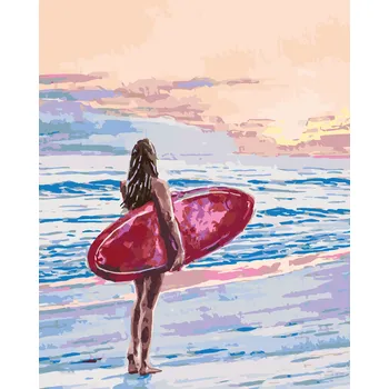 ZUTY Malování podle čísel - SURFAŘKA Rozměr: 80x100 cm, Rámování: bez rámu a bez vypnutí plátna
