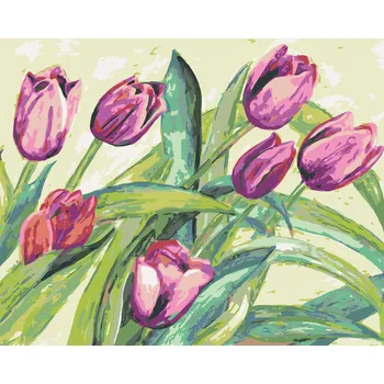 ZUTY Malování podle čísel - FIALOVÉ TULIPÁNY Rozměr: 40x50 cm, Rámování: bez rámu a bez vypnutí plátna