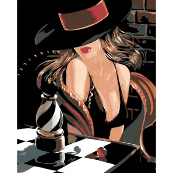 ZUTY Malování podle čísel - SEXY ŠACHISTKA Rozměr: 40x50 cm, Rámování: vypnuté plátno na rám