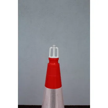 Dopravní zařízení Nástavec na dopravní kužel RotaCap Universal, otočný pro uchycení plastového řetězu a vytyčovací pásky – bílá, balení 50 ks