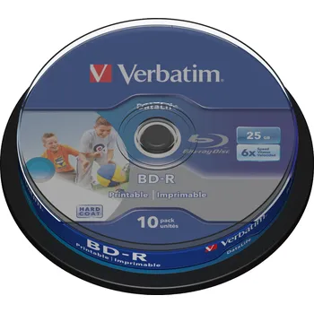Optické médium Médium Verbatim BD-R 25GB 6x HTL WIDE PRINTABLE spindle 10pck/BAL 43804