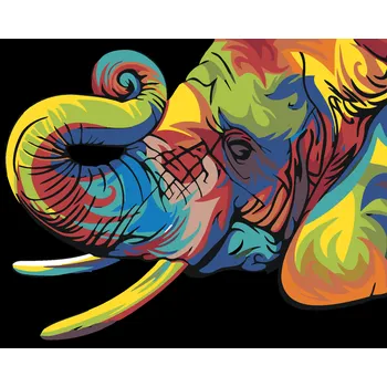 ZUTY Malování podle čísel - BAREVNÝ SLON I Rozměr: 40x50 cm, Rámování: vypnuté plátno na rám
