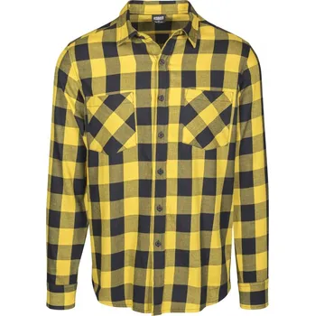 Pánská košile Pánská košile Urban Classics Checked Flanell Shirt - černá,žlutá 4XL