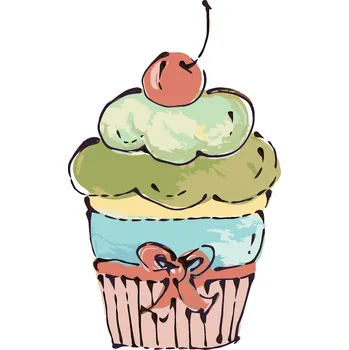 ZUTY Malování podle čísel - CUPCAKE S RŮŽOVOU TŘEŠNÍ (HALEY BUSH) Rozměr: 40x50 cm, Rámování: bez rámu a bez vypnutí plátna