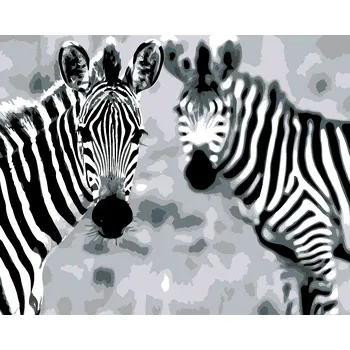 ZUTY Malování podle čísel - PRUHOVANÉ ZEBRY Rozměr: 40x50 cm, Rámování: vypnuté plátno na rám