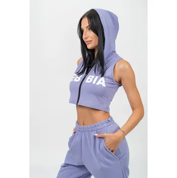 Dámská mikina NEBBIA Crop mikina bez rukávů MUSCLE MOMMY fialová XS