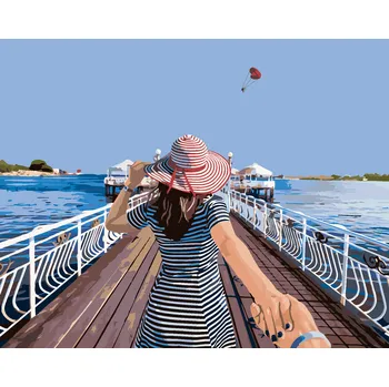 ZUTY Malování podle čísel - ŽENA NA MOLU Rozměr: 40x50 cm, Rámování: bez rámu a bez vypnutí plátna