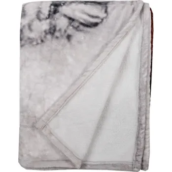 Přehoz na lůžko Vánoční plyšový pléd se Santou a holubičkou v zasněžené krajině - 130*170 cm