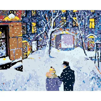 ZUTY Malování podle čísel - ZIMNÍ PROCHÁZKA VE DVOU Rozměr: 40x50 cm, Rámování: bez rámu a bez vypnutí plátna
