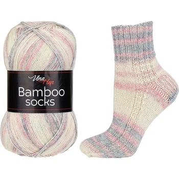 Vlna-hep Bamboo socks 7904 světle-růžovo-šedá