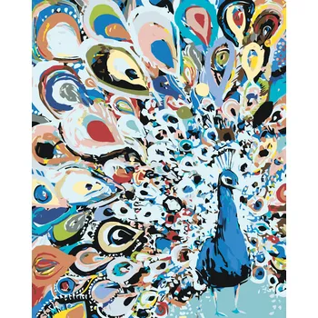 ZUTY Malování podle čísel - MALOVANÝ PÁV II Rozměr: 40x50 cm, Rámování: bez rámu a bez vypnutí plátna