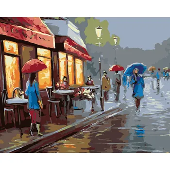 ZUTY Malování podle čísel - DEŠTIVÝ DEN VE MĚSTĚ Rozměr: 80x100 cm, Rámování: bez rámu a bez vypnutí plátna