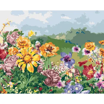 ZUTY Malování podle čísel - LUČNÍ KVÍTÍ Rozměr: 40x50 cm, Rámování: vypnuté plátno na rám