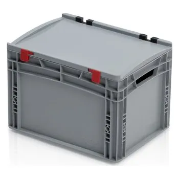 Úložný box Plastová EURO přepravka s víkem - otevřený úchyt, 40x30x28,5 cm, slevy