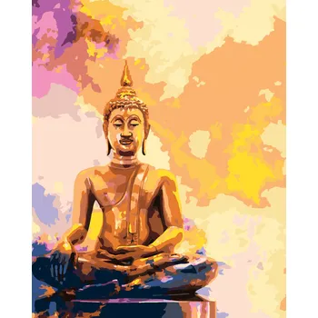 ZUTY Malování podle čísel - ZLATÝ BUDDHA NA BAREVNÉM POZADÍ Rozměr: 40x50 cm, Rámování: bez rámu a bez vypnutí plátna