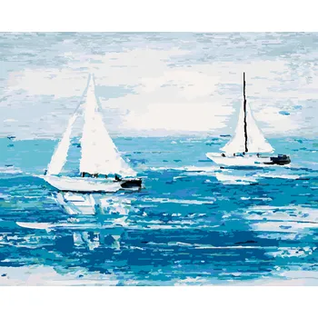 ZUTY Malování podle čísel - LOĎKY NA MOŘI Rozměr: 40x50 cm, Rámování: bez rámu a bez vypnutí plátna