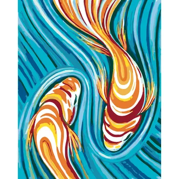 ZUTY Malování podle čísel - RYBKY UKRYTÉ V MALBĚ Rozměr: 40x50 cm, Rámování: bez rámu a bez vypnutí plátna