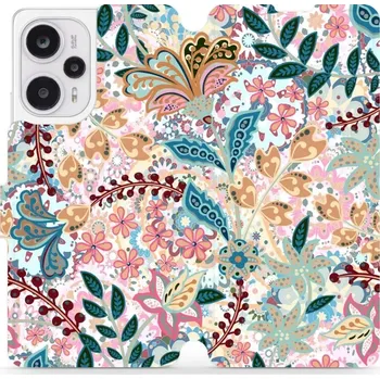 Pouzdro na mobilní telefon Flipové pouzdro Mobiwear na mobil Xiaomi Poco F5 - MX04S Spletité kvítky a listy - VÝPRODEJ (Parádní flip obal, kryt, pouzdro Mobiwear na mobilní telefon Xiaomi Poco F5 s motivem MX04S Spletité kvítky a listy)