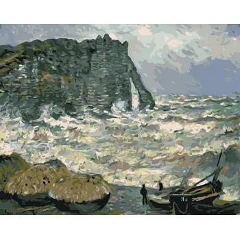 ZUTY Malování podle čísel - PŘÍBOJ V ÉTRETAT (CLAUDE MONET) Rozměr: 40x50 cm, Rámování: bez rámu a bez vypnutí plátna