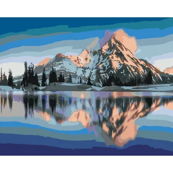 ZUTY Malování podle čísel - HORY ODRÁŽEJÍCÍ SE V ZELENÝCH JEZERECH Rozměr: 40x50 cm, Rámování: bez rámu a bez vypnutí plátna