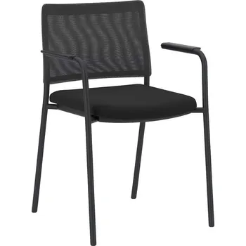 Konferenční židle INTRATA, opěradlo síťované, sedák černý, látka Sempre, konstrukce černá