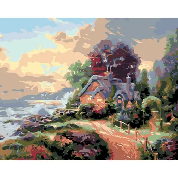 ZUTY Malování podle čísel - CHALOUPKA V ZAHRADĚ NA POBŘEŽÍ Rozměr: 40x50 cm, Rámování: vypnuté plátno na rám