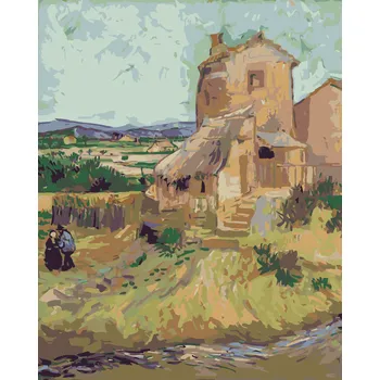 ZUTY Malování podle čísel - STARÝ MLÝN (VINCENT VAN GOGH) Rozměr: 40x50 cm, Rámování: vypnuté plátno na rám