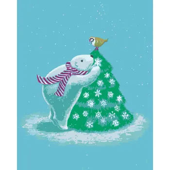 ZUTY Malování podle čísel - LEDNÍ MEDVÍDEK U STROMU (SUE ELLEN BROWN) Rozměr: 40x50 cm, Rámování: bez rámu a bez vypnutí plátna