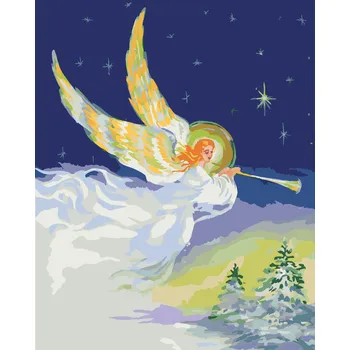 ZUTY Malování podle čísel - VÁNOČNÍ ANDĚL SE ZLATÝMI KŘÍDLY Rozměr: 40x50 cm, Rámování: bez rámu a bez vypnutí plátna