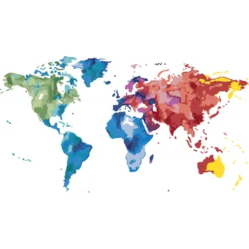 ZUTY Malování podle čísel - BAREVNÁ MAPA SVĚTA II Rozměr: 40x50 cm, Rámování: bez rámu a bez vypnutí plátna