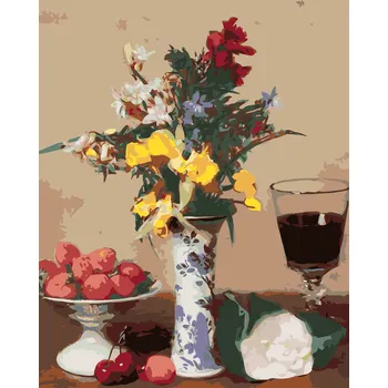 ZUTY Malování podle čísel - ZÁTIŠÍ ZASNOUBENÍ (HENRI FANTIN-LATOUR) Rozměr: 40x50 cm, Rámování: bez rámu a bez vypnutí plátna