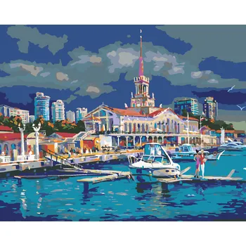ZUTY Malování podle čísel - PŘÍSTAV V SOCHI Rozměr: 40x50 cm, Rámování: bez rámu a bez vypnutí plátna