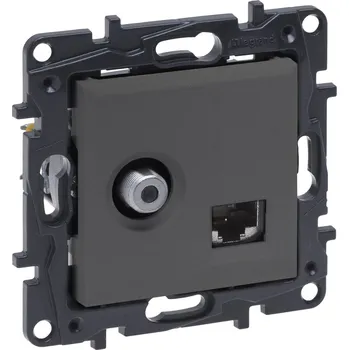 vypínač LEGRAND 863477 Niloé STEP zásuvka TV typ F + RJ45 6UTP ocel