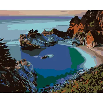 ZUTY Malování podle čísel - BARVY ZÁTOKY PŘI ZÁPADU SLUNCE Rozměr: 40x50 cm, Rámování: vypnuté plátno na rám