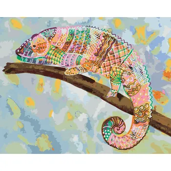 ZUTY Malování podle čísel - PESTRÝ CHAMELEON Rozměr: 40x50 cm, Rámování: bez rámu a bez vypnutí plátna