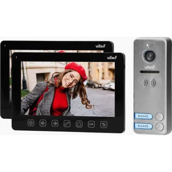 ORNO EX 1063 - kvalitní domovní videotelefon pro 2 účastníky, čtečka RFID karet, černé a bílé provedení monitorů, antivandalová dveřní jednotka, Barva: Černá