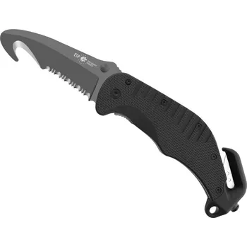 Pracovní nůž ESP Záchranářský nůž s háčkem a zaoblenou čepelí (RK-02) - černý