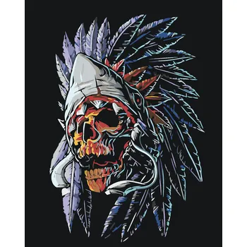 ZUTY Malování podle čísel - VŮDČÍ LEBKA Rozměr: 40x50 cm, Rámování: vypnuté plátno na rám