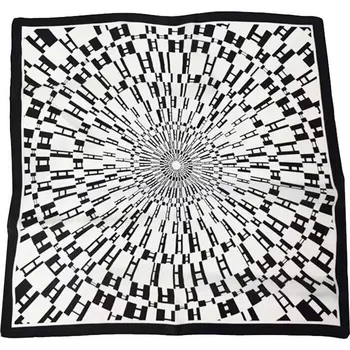 Šátek Hedvábný šátek černo-bilý kruh 70x70 cm v dárkovém balení, HEDVÁBNÝ SVĚT