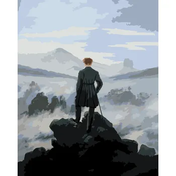 ZUTY Malování podle čísel - POUTNÍK NAD MOŘEM MLHY (C. D. FRIEDRICH) Rozměr: 40x50 cm, Rámování: vypnuté plátno na rám