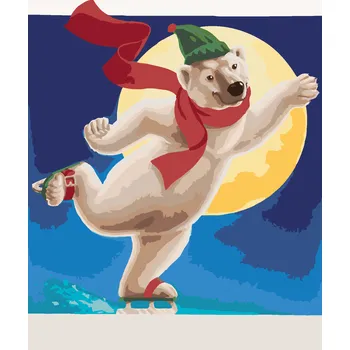 ZUTY Malování podle čísel - BRUSLÍCÍ MEDVÍDEK (SUE ELLEN BROWN) Rozměr: 40x50 cm, Rámování: bez rámu a bez vypnutí plátna