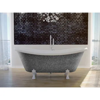 Vana HOPA Volně stojící vana AMELIA Glam - grafitová + Barva - GLAM 03 - grafitová, Nožičky k vaně - Černé, Rozměr vany - 190 × 77 cm, VANALI190BG3