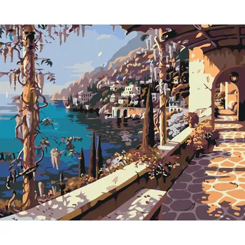 ZUTY Malování podle čísel - PROCHÁZKA NAD POBŘEŽÍM Rozměr: 40x50 cm, Rámování: bez rámu a bez vypnutí plátna