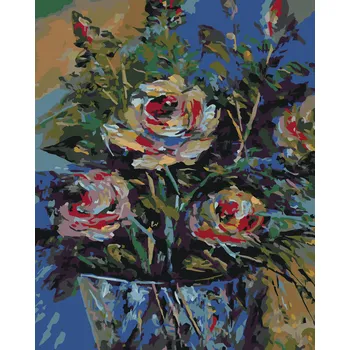 ZUTY Malování podle čísel - RŮŽE V KBELÍKU Rozměr: 40x50 cm, Rámování: bez rámu a bez vypnutí plátna