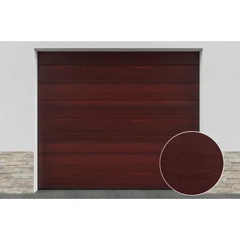 Garážová vrata DoorHan Sekční garážová vrata | Woodgrain Mahagon, středová drážka Šířka stavebního otvoru (mm): 2375, Výška stavebního otvoru (mm): 2030