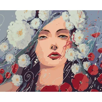 ZUTY Malování podle čísel - ŽENA A VLČÍ MÁKY Rozměr: 80x100 cm, Rámování: bez rámu a bez vypnutí plátna