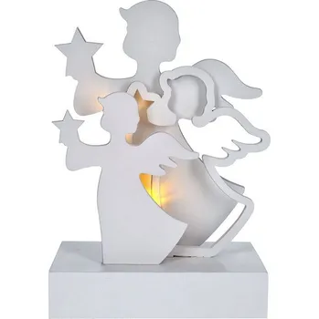 Vánoční dekorace Solight LED andělé, dřevo, bílá barva, 2x AA - 1V219