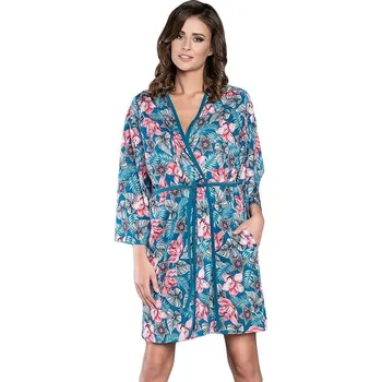Dámský župan Italian Fashion Malwa modrý/květiny